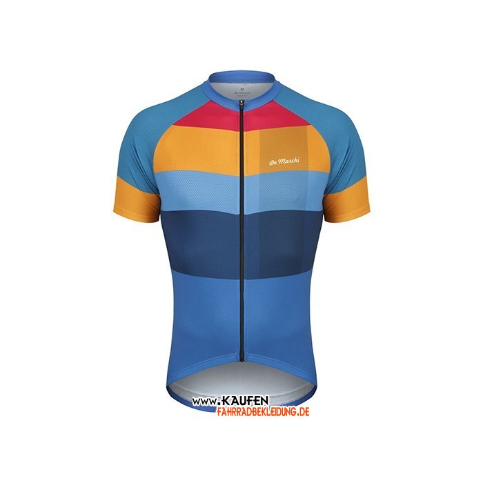 2021 De Marchi Kurzarmtrikot und Kurze Tragerhose Gelb Blau